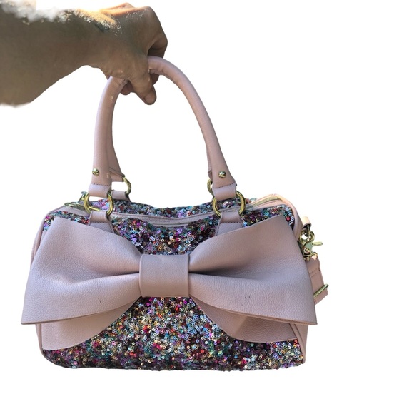 Betsey Johnson Handbags - Betsey Johnson Pink Sequin Bow Satchel 43